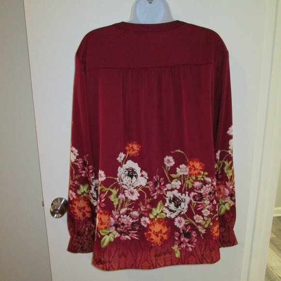 JM Collection Women's Printed Satin Split Neck Blouse XXL NWOT - Picture 5 of 8